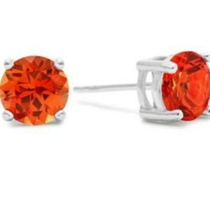 2CT Padparadscha Sapphire Sterling Silver Earrings